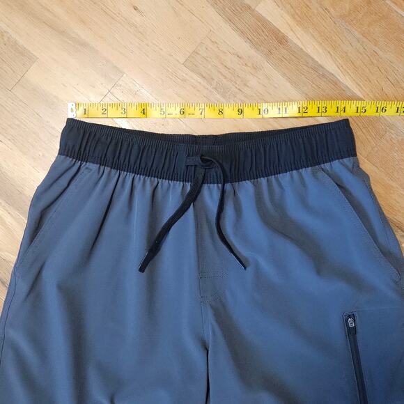 Leg3nd Athletic Gym Shorts M Gray‎ Drawstring Zip Pockets Stretch - Picture 5 of 11
